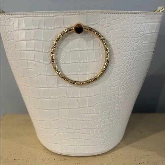 Ted Baker White Croc-Embossed Tote Bag with Gold Accents - Picture 5 of 16